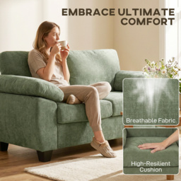 HOMCOM 2 Seater Sofa, 156cm Chenille Loveseat Sofa, Dark Green - thumbnail 4
