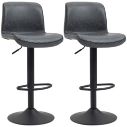 HOMCOM Set of 2 Bar Chair Adjustable Height Swivel Footrest and Base for Breakfast Bar, Bar Stool for Kitchen and Home, Dark Grey - Aosom UK