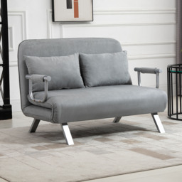 HOMCOM Two-Seater Click-Clack Sofa Bed - Light Grey - Aosom UK - thumbnail 2