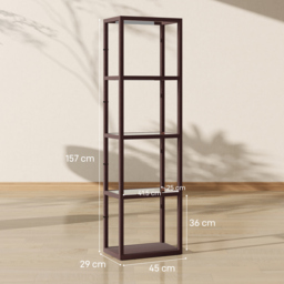 HOMCOM LED Floor Lamp with Glass Shelves, 4 Layers Dimmable Tall Standing Lamp, Modern Column Shelf Floor Light for Living Room, Bedroom, Office, Dark Brown - thumbnail 3