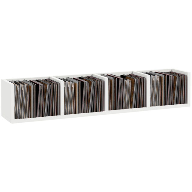 HOMCOM Wall Mount 84 CD / 56 DVD/Blu-ray/ Media Storage Rack 4 Cubes Wooden Shelf Organizer Unit Bookcase Display (White) - image 1