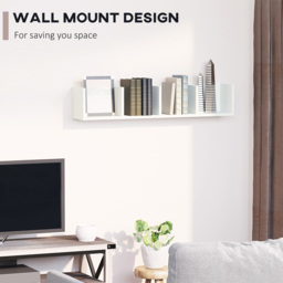 HOMCOM Wall Mount 84 CD / 56 DVD/Blu-ray/ Media Storage Rack 4 Cubes Wooden Shelf Organizer Unit Bookcase Display (White) - thumbnail 4