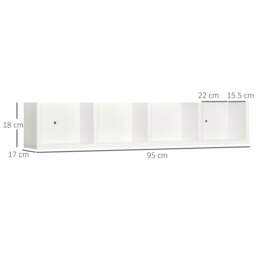HOMCOM Wall Mount 84 CD / 56 DVD/Blu-ray/ Media Storage Rack 4 Cubes Wooden Shelf Organizer Unit Bookcase Display (White) - thumbnail 3