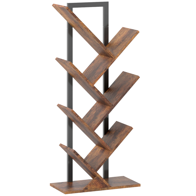 HOMCOM Six-Section Tree Bookcase - Wood-Effect - image 1