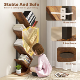 HOMCOM Six-Section Tree Bookcase - Wood-Effect - thumbnail 5