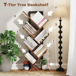 HOMCOM Six-Section Tree Bookcase - Wood-Effect - thumbnail 4