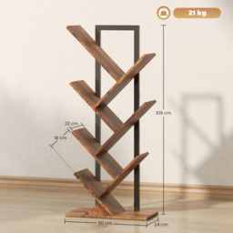HOMCOM Six-Section Tree Bookcase - Wood-Effect - thumbnail 3