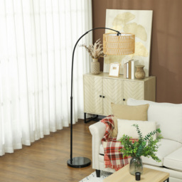 HOMCOM Floor Lamp for Living Room, Modern Standing Lamp with Dual-Layer Shade & Foot Switch, Height Adjustable Minimalist Tall Pole Lampshade for Bedroom, Office, Black - thumbnail 7