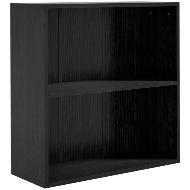HOMCOM Low Bookcase with Adjustable Shelf, 2 Compartments, 2 Tier Bookshelf for Home Office, Living Room, Study, Black - Aosom UK - image 1