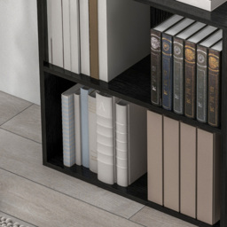 HOMCOM Low Bookcase with Adjustable Shelf, 2 Compartments, 2 Tier Bookshelf for Home Office, Living Room, Study, Black - Aosom UK - thumbnail 9