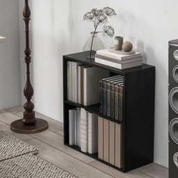 HOMCOM Low Bookcase with Adjustable Shelf, 2 Compartments, 2 Tier Bookshelf for Home Office, Living Room, Study, Black - Aosom UK - thumbnail 7