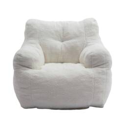 Soft Tufted Foam Kids Chair with Teddy Fabric, Bean Bag Chairs, Comfy Lazy Sofa for Living Room and Bedroom, 100x94x70 cm, White Teddy - Aosom UK - thumbnail 2