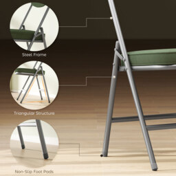 HOMCOM Set of Four Folding Corduroy Seat Chairs - Green - thumbnail 6