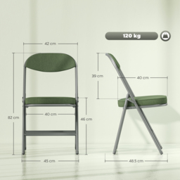 HOMCOM Set of Four Folding Corduroy Seat Chairs - Green - thumbnail 3