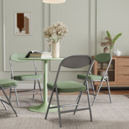 HOMCOM Set of Four Folding Corduroy Seat Chairs - Green - thumbnail 9