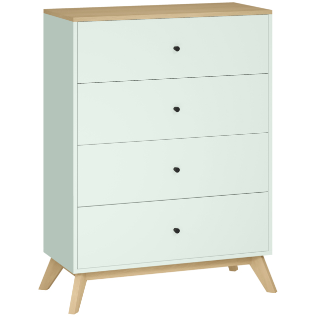 HOMCOM 4 Drawer Storage Cabinet, Chest of Drawers for Bedroom Living Room, Light Green and Oak - image 1