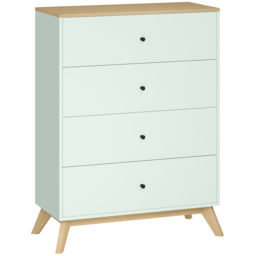HOMCOM 4 Drawer Storage Cabinet, Chest of Drawers for Bedroom Living Room, Light Green and Oak - thumbnail 1