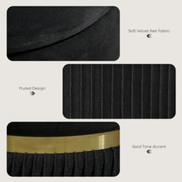 HOMCOM Velvet-Feel Storage Ottoman - Black - thumbnail 5