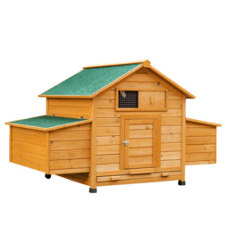 PawHut Wooden Chicken Coop with Nesting Boxes and Tray, for 2-4 Chicken, 150 x 100 x 96.5cm, Yellow - thumbnail 1