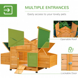 PawHut Wooden Chicken Coop with Nesting Boxes and Tray, for 2-4 Chicken, 150 x 100 x 96.5cm, Yellow - thumbnail 5