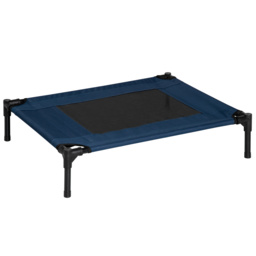 PawHut Elevated Pet Bed, Medium Size, Portable & Raised Cot for Dogs, Cats, Ideal for Camping, Blue - Aosom UK