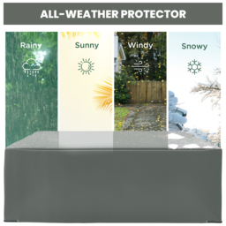 Outsunny Garden Furniture Cover, Oxford Patio Dining Set Protector, Waterproof, Anti-UV, 275L x 205W x 90H cm, Grey - Aosom UK - thumbnail 4