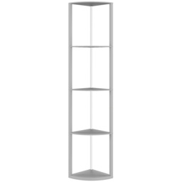 HOMCOM RGB LED Floor Lamp with Shelves, 5-Tier Dimmable Standing Lamp with Adjustable Brightness and Remote Control, Modern Corner Display Shelf Unit for Living Room Bedroom Office, Grey - thumbnail 1