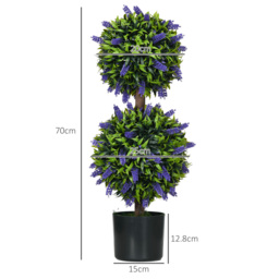 HOMCOM Set of 2 Artificial Plants, Lavender Flowers Ball Trees with Pot, for Home Indoor Outdoor Decor, 70cm - Aosom UK - thumbnail 3