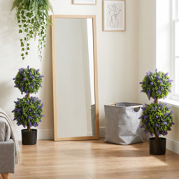 HOMCOM Set of 2 Artificial Plants, Lavender Flowers Ball Trees with Pot, for Home Indoor Outdoor Decor, 70cm - Aosom UK - thumbnail 4