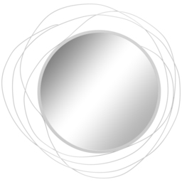HOMCOM Abstract Metal Wire Wall Mirror, with Accessories - Silver - Aosom UK