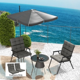 Outsunny Chair Cushion Set: Backrest & Seat Pads with Ties, Charcoal Grey - Aosom UK - thumbnail 2