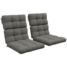 Outsunny Chair Cushion Set: Backrest & Seat Pads with Ties, Charcoal Grey - Aosom UK