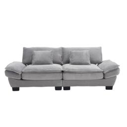 Oversized Two-Seater Sofa with Modern Deep-Seated Modular Design, Comfortable Daybed with Ergonomic Curves, 224L x 81W x 81H cm, Light Gray - Aosom UK - thumbnail 2