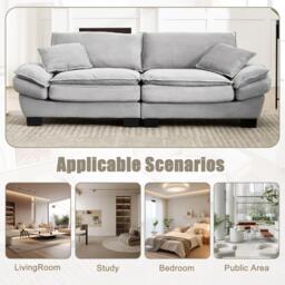 Oversized Two-Seater Sofa with Modern Deep-Seated Modular Design, Comfortable Daybed with Ergonomic Curves, 224L x 81W x 81H cm, Light Gray - Aosom UK - thumbnail 4