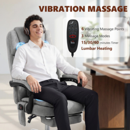 HOMCOM Office Chair with 6-Point Vibration Massage and Heat, Executive Computer Desk Chair with High Back, Reclining, Grey - thumbnail 4