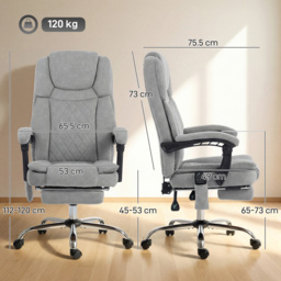 HOMCOM Office Chair with 6-Point Vibration Massage and Heat, Executive Computer Desk Chair with High Back, Reclining, Grey - thumbnail 3