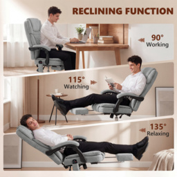 HOMCOM Office Chair with 6-Point Vibration Massage and Heat, Executive Computer Desk Chair with High Back, Reclining, Grey - thumbnail 8