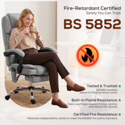 HOMCOM Office Chair with 6-Point Vibration Massage and Heat, Executive Computer Desk Chair with High Back, Reclining, Grey - thumbnail 9