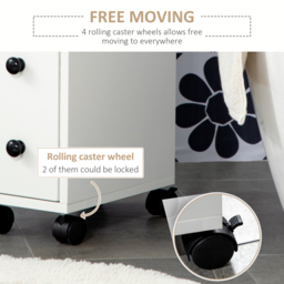 kleankin Slimline Bathroom Storage Unit w/ 2 Drawers 2 Open Compartments Wheels Handles Freestanding Compact Home Office Furniture White - Aosom UK - thumbnail 5