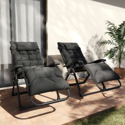 Outsunny 2 Piece Reclining Zero Gravity Sun Loungers with Cushions, Black - thumbnail 9