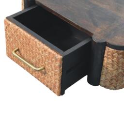 Handcrafted Solid Wood Wall-Mounted Bedside Drawer with Spacious Drawer, Bedside Table with Bronze Metal Accent, 32L x 50W x 18H cm, Brown - Aosom UK - thumbnail 5