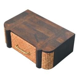 Handcrafted Solid Wood Wall-Mounted Bedside Drawer with Spacious Drawer, Bedside Table with Bronze Metal Accent, 32L x 50W x 18H cm, Brown - Aosom UK - thumbnail 7