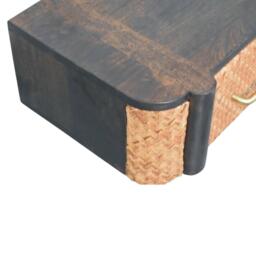 Handcrafted Solid Wood Wall-Mounted Bedside Drawer with Spacious Drawer, Bedside Table with Bronze Metal Accent, 32L x 50W x 18H cm, Brown - Aosom UK - thumbnail 4