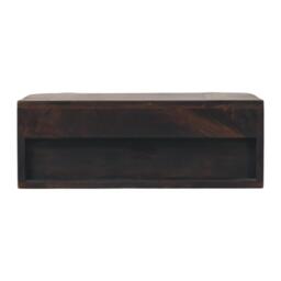 Handcrafted Solid Wood Wall-Mounted Bedside Drawer with Spacious Drawer, Bedside Table with Bronze Metal Accent, 32L x 50W x 18H cm, Brown - Aosom UK - thumbnail 9
