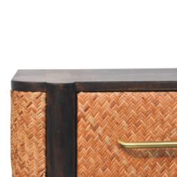 Handcrafted Solid Wood Wall-Mounted Bedside Drawer with Spacious Drawer, Bedside Table with Bronze Metal Accent, 32L x 50W x 18H cm, Brown - Aosom UK - thumbnail 6