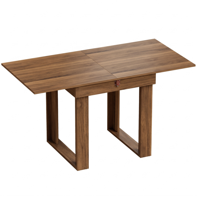 HOMCOM Folding Dining Table Under-Table Storage Extendable Kitchen Table Steel Rail Grey Wood Effect - image 1