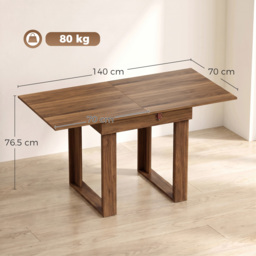 HOMCOM Folding Dining Table Under-Table Storage Extendable Kitchen Table Steel Rail Grey Wood Effect - thumbnail 3