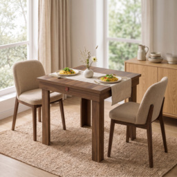 HOMCOM Folding Dining Table Under-Table Storage Extendable Kitchen Table Steel Rail Grey Wood Effect - thumbnail 8