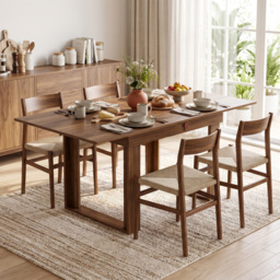 HOMCOM Folding Dining Table Under-Table Storage Extendable Kitchen Table Steel Rail Grey Wood Effect - thumbnail 9
