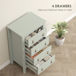 HOMCOM Bedroom Chest of Drawers, Modern 4 Drawer Dresser Cabinet with PU Leather Handles and Metal Runners for Living Room, Hallway, Entryway, Green - thumbnail 4